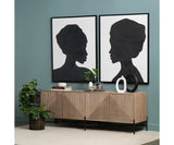 Calla Natural & Black 4 Doors Media Sideboard