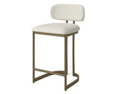 Cater Bar | Counter Stool cream white fabric with brushed brass frame, mid century style