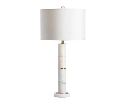 Column Table Lamp White Marble & Brass