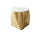 Elara Side Table Ø55 cm White Marble Top with Brass Base