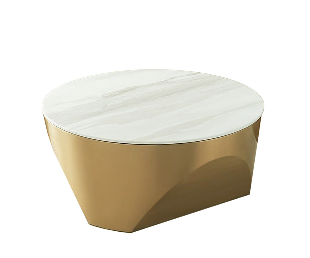 Round Elara Coffee Table Marble Top with Brass Base