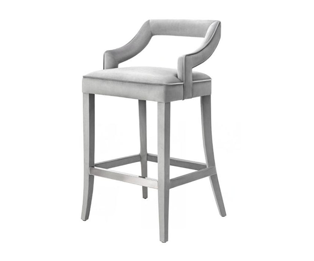 Armani Counter Stool Grey Velvet