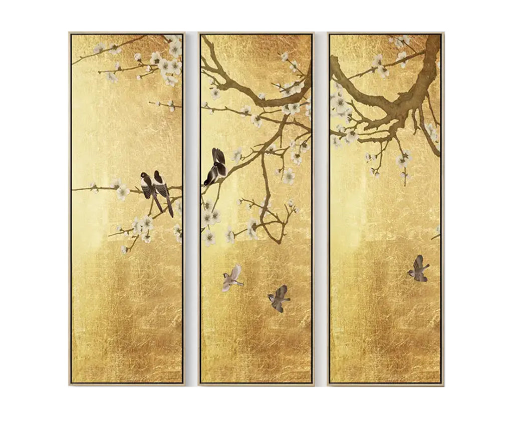 Chinoiserie Gold Wall Art Set of 3