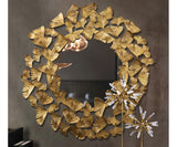 Modern Gold Ginkgo Leaf Wall Mirror