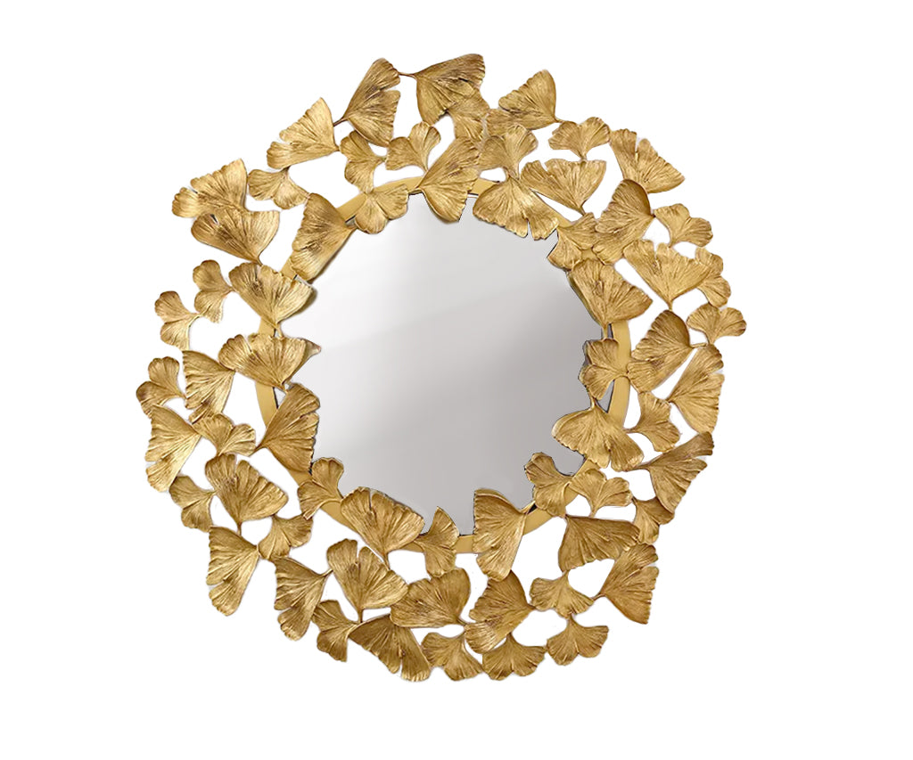 Modern Gold Ginkgo Leaf Mirror