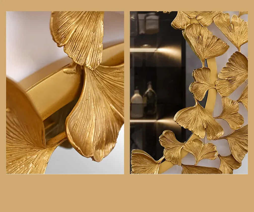 Modern Gold Ginkgo Leaf Wall Mirror