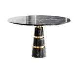 Round Morgan Dining Table Black Marble Top Brass Accent